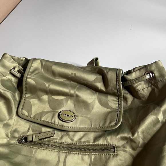 Coach Signature C Nylon Backpack Olive Green Drawstring Flap Bag F20781 main image 9